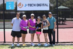 Jeff and David with Women doubles finalists